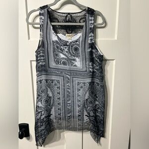 One World Live and let live Black & White tunic Tank top M